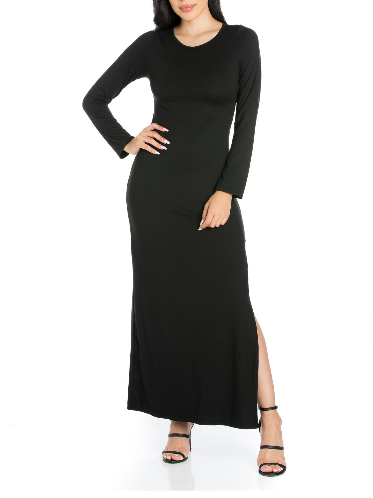long sleeve black maxi dress